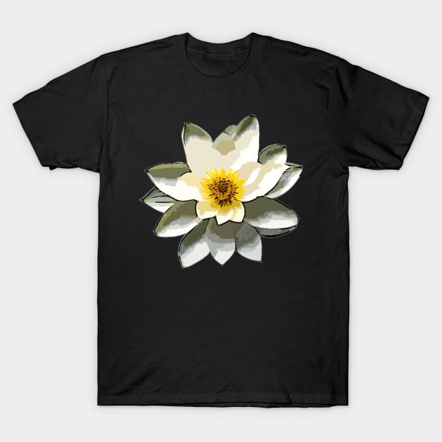 White Lotus - Lotus Flower Art T-Shirt by BubbleMench